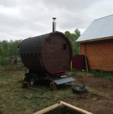 Монтаж бани-бочки №413 от 23.04.2021 в Боровичах