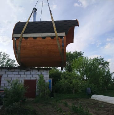 Купить баню бочку № 497 в Боровичах по цене от 374162 руб. цена в Боровичах от 374 162 руб.